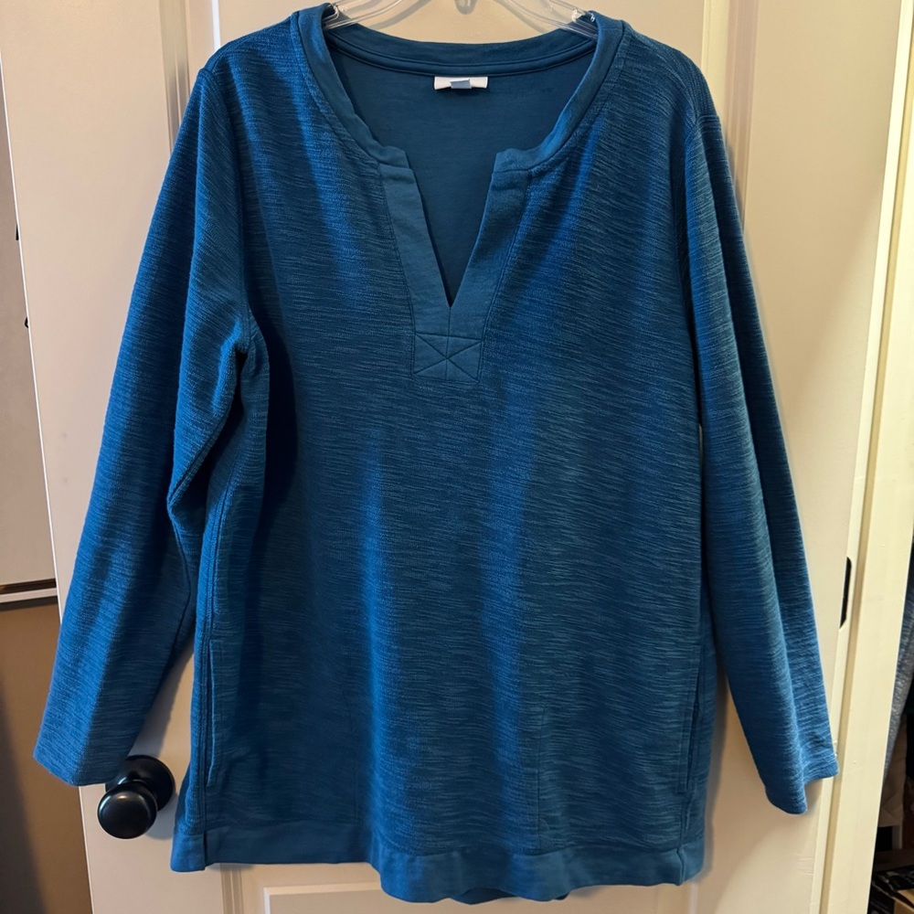 J. Jill Teal Blue Long Sleeve Tunic Top